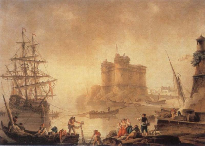 Charles-Francois de la Croix Harbour with a Fortress Norge oil painting art